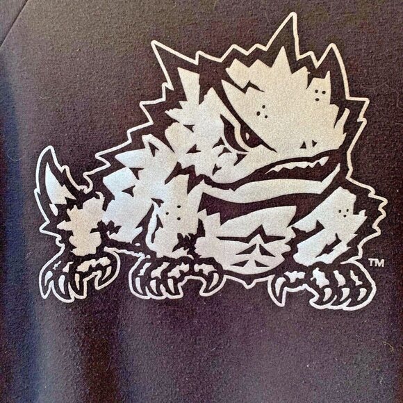 Under Armour Small Petit Black Hoodie Cold Gear Loose Sweatshirt TCU Horned Frog - Picture 2 of 7